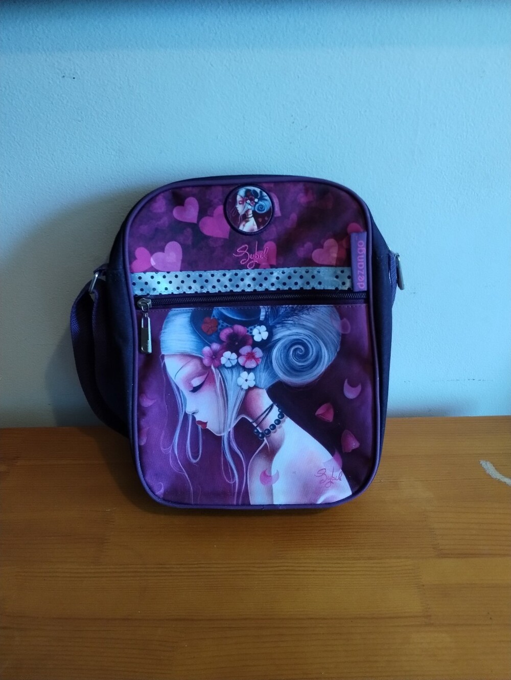 Purple Artist Print Crossbody Bag -